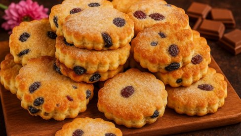 UKUSNI KOLAČIĆI SA PAVLAKOM I SUVIM GROŽĐEM: Mirisni, mrvičasti i puni ukusa UKUSNI KOLAČIĆI SA PAVLAKOM I SUVIM GROŽĐEM: Mirisni, mrvičasti i puni ukusa