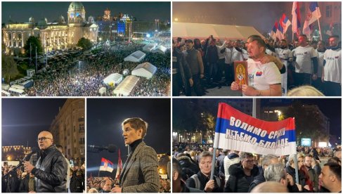 СРБИ СА КиМ ИСПРЕД СКУПШТИНЕ! Дочекало их скоро 50.000 грађана - величанствени призори (ФОТО/ВИДЕО))