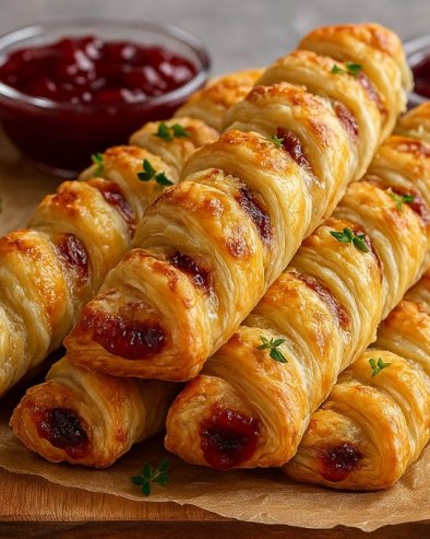 ЛИСНАТИ ШТАПИЋИ СА БРИ СИРОМ И ЏЕМОМ ОД МАЛИНЕ: Елегантно, једноставно и неодољиво!