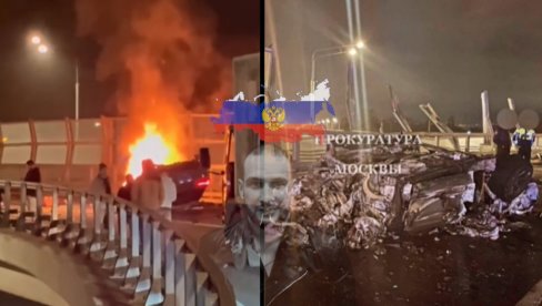 NOVAC I DELOVI AUTA LETELI PO PUTU: Tragedija u Moskvi - eksplodirao, u plamenu poginuo ruski milioner (UZNEMIRUJIĆI VIDEO)