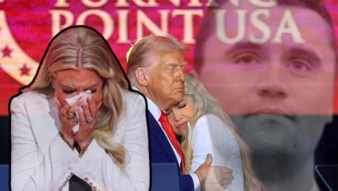 ОДВРАТНО, НЕПОТРЕБНО Трамп пољубио Киркову удовицу пред камерама - због овог СНИМКА многи га критикују