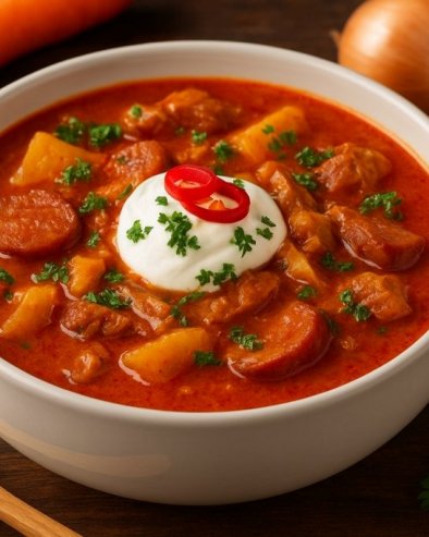 МАЂАРСКА ЧОРБА СА КОБАСИЦОМ И ПАПРИКОМ: Густо и ароматично јело за хладне дане