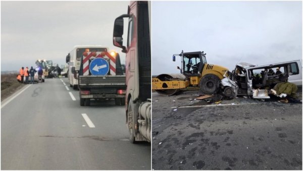 ЈЕЗИВЕ СЛИКЕ СА МЕСТА НЕСРЕЋЕ НА ПУТУ ИРИГ-РУМА: Комби се закуцао у ваљак - Четворо погинулих (ФОТО)