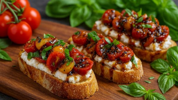 БРУСКЕТЕ СА БУРАТОМ И БОСИЉКОМ: Залогај који освежава и осваја!