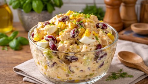 SALATA OD PILETINE, PASULJA I JAJA: Kremasto, zasitno i vrlo ukusno!