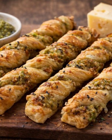 ШТАПИЋИ ОД ЛИСНАТОГ ТЕСТА СА ПЕСТОМ И СИРОМ: Хрскаво, мирисно и неодољиво једноставно!