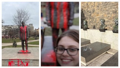 BLOKADERI OPET DEMONSTRIRALI SVOJU DESTRUKTIVNU PRIRODU Osude novog huliganskog akta se nižu: Uništavanje spomenika za nekoliko lajkova