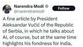 SRBIJO BUDI PONOSNA: Premijer najmnogoljudnije zemlje na svetu nahvalio predsednika Srbije i ukazao mu veliko poštovanje