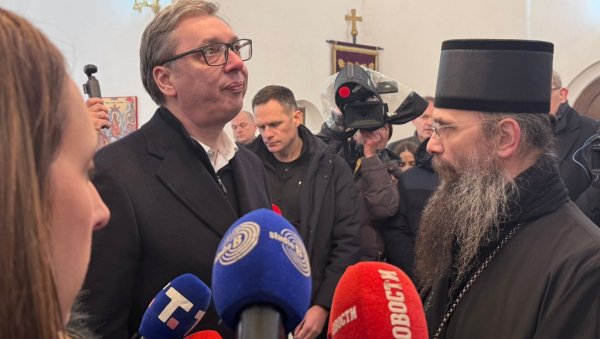 ДА ЧУПАЈУ ПОПОВИМА БРАДЕ, ТО СЕ НЕЋЕ ДОГОДИТИ Вучић: Српска црква је света, не постоји ниједан епископ коме не бих пољубио руку