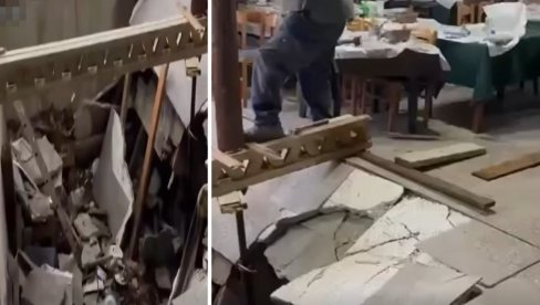 УЖАС У КАФАНИ: Пропали кроз под - госте за 4 стола прогутала рупа која се изненада отворила (ВИДЕО)