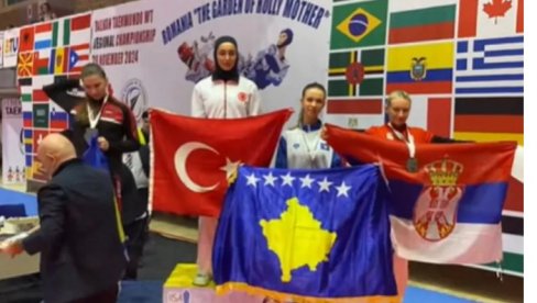 ЦЕО РЕГИОН ЈЕ ЗГРОЖЕН! Ево шта је урадила Шиптарка на победничком постољу када је видела Српкињу