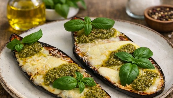 ЗАПЕЧЕНИ ПАТЛИЏАН СА СИРОМ ИЗ РЕРНЕ: Нискокалорично јело у италијанском стилу
