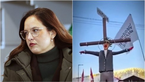 ЈЕДИНО ШТО ИХ ПОКРЕЋЕ ЈЕСТЕ МРЖЊА ПРЕМА ВУЧИЋУ Министарка Павков оштро реаговала на срамни транспарент на блокадерском скупу у Нишу