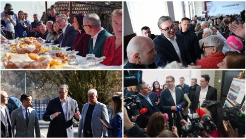 VUČIĆ OBILAZI SELO KOTRAŽA U LUČANIMA: Veliki broj ljudi se okupio da pozdravi predsednika, stiže voodovod i putevi! (VIDEO)