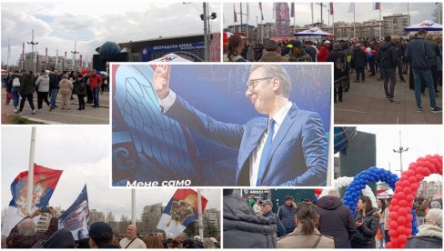 СВЕ СПРЕМНО ЗА ВЕЛИКИ СКУП СНС У 16 ЧАСОВА: Велики број грађана испред Београдске Арене (ФОТО/ВИДЕО)