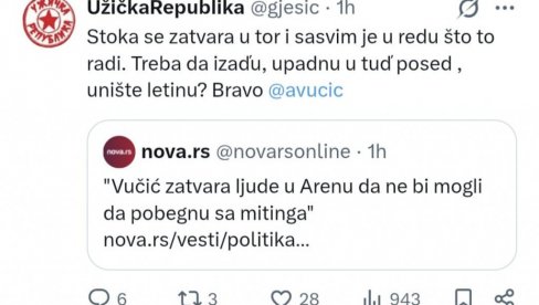 ОДНОС БЛОКАДЕРА ПРЕМА НАРОДУ: За њих су сви који подржавају Вучића - стока