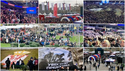 ВУЧИЋ СТИГАО У АРЕНУ НА ВЕЛИКИ СКУП СНС: Више од 70.000 људи у хали и око ње (ФОТО/ВИДЕО)