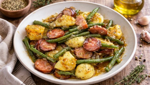 МИРИС ДОМАЋЕ КУХИЊЕ: Брзо и укусно јело са кобасицом, кромпиром и боранијом