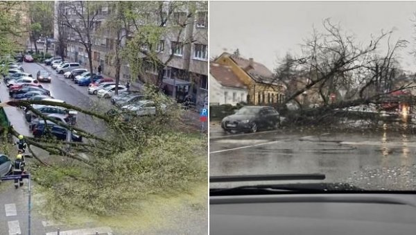 ХАОС У ЗАГРЕБУ - ВЕТАР РУШИО СТАБЛА, ВОЗ ИЗЛЕТЕО КОД БЕЛОВАРА: Да је ово у Београду, не би се могло живети од блокадера