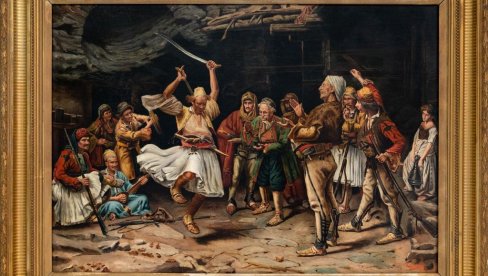 ПАЈУ КОПИРАЛИ И НА БЛИСКОМ ИСТОКУ: Реплика Јовановићеве слике Игра мачева са потписом Кирјакоса Соулиотиса на аукцији у Атини