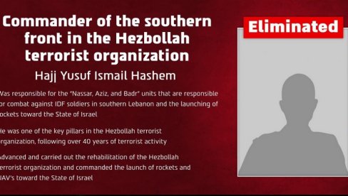 IZRAEL NASTAVLJA SA LIKVIDACIJAMA: Ubijen važan komandant Hezbolaha