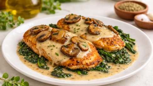 SOČNA PILETINA SA SPANAĆEM I PEČURKAMA: Osvaja na prvi zalogaj