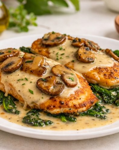 СОЧНА ПИЛЕТИНА СА СПАНАЋЕМ И ПЕЧУРКАМА: Осваја на први залогај