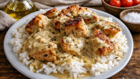 КРЕМАСТА ПИЛЕТИНА СА ПИРИНЧЕМ: Предлог за лаган ручак