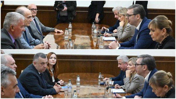 ВУЧИЋ ЗАВРШИО КОНСУЛТАЦИЈЕ: Председник разговарао са представницима ПУПС-а и Ми-глас из народа (ФОТО)