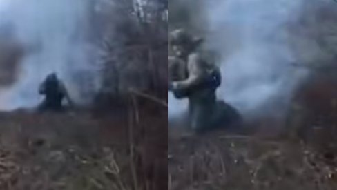 Otporan na smrt: Pogledajte neverovatan snimak ruskog vojnika koji preživljava napad drona  - neogreban izranja iz eksplozije (VIDEO)