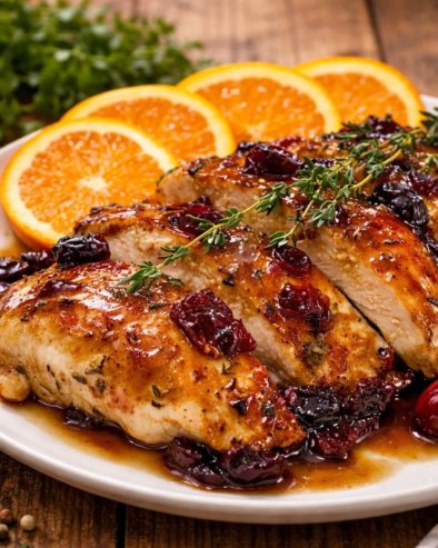 ПИЛЕТИНА СА БРУСНИЦОМ И ПОМОРАНЏОМ: Савршен спој слатког и киселкастог укуса