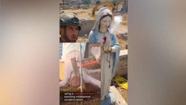 ИЗРАЕЛСКИ ВОЈНИЦИ ОСКРНАВИЛИ ХРИШЋАНСКЕ СВЕТИЊЕ: Ставили цигарету у уста на статуи Девице Марије и фотографисали (ВИДЕО)