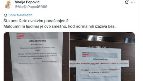 ŠTETOČINE BLOKADERSKE: Maloumnim ljudima je ovo smešno, kod normalnih izaziva bes