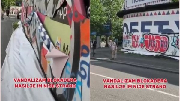 ДИВЉАЊЕ БЛОКАДЕРА БЕЗ ГРАНИЦА: Као хијене насрнули на транспарент Србија побеђује (ВИДЕО)