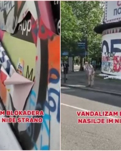 ДИВЉАЊЕ БЛОКАДЕРА БЕЗ ГРАНИЦА: Као хијене насрнули на транспарент Србија побеђује (ВИДЕО)