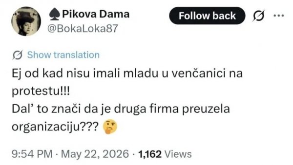 ИЗГЛЕДА ДА БЛОКАДЕРИ ИМАЈУ НОВОГ СПОНЗОРА: Мреже горе због поруке о млади у венчаници