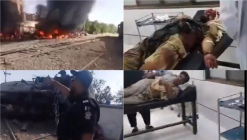 JEZIVI DETALJI EKSPLOZIJE U PAKISTANU: Sravnjen voz, tela i dim svuda oko pruge (FOTO/VIDEO)
