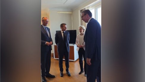 VUČIĆ NA SAMITU U TIVTU Predsednik se oglasio nakon sastanka sa Fon der Lajen, Koštom, Makronom i Mercom