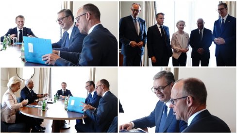 VUČIĆ NA SAMITU U TIVTU Predsednik se oglasio nakon sastanka sa Fon der Lajen, Koštom, Makronom i Mercom
