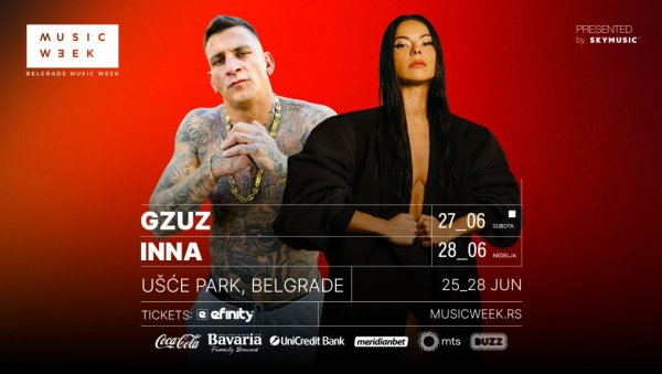 СВЕТСКЕ ЗВЕЗДЕ У БЕОГРАДУ: Богиња dance-pop звука INNA i реп феномен GZUZ стижу на BELGRADE MUSIC WEEK 26