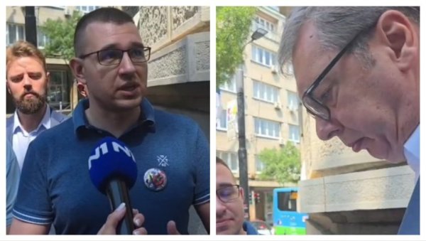 ВУЧИЋ ИЗАШАО ПРЕД ДЕМОНСТРАНТЕ: Део ме је дочекао звиждуцима, а ја сам био срећан што сам могао да разговарам са њима (ВИДЕО)