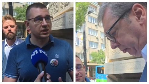 ВУЧИЋ ИЗАШАО ПРЕД ДЕМОНСТРАНТЕ: Део ме је дочекао звиждуцима, а ја сам био срећан што сам могао да разговарам са њима (ВИДЕО)