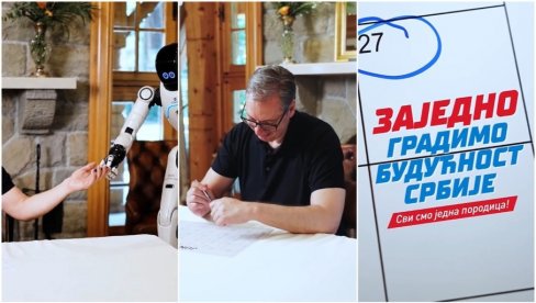 VUČIĆ OBJAVIO SNIMAK SA ROBOTOM: Dobro došli u Beograd, da zajedno gradimo budućnost Srbije (VIDEO)