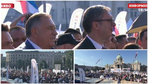 (UŽIVO) VUČIĆ STIGAO NA SKUP SRBIJA JEDNA PORODICA: Više od 200.000 ljudi u Beogradu; Roboti igrali kolo (FOTO/VIDEO)