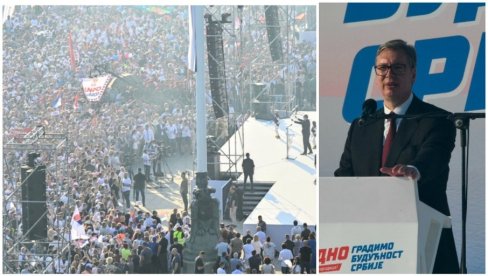 УЈЕДИЊЕНА СРБИЈА: Вучић се обраћа народу на великом скупу у Београду (ВИДЕО)