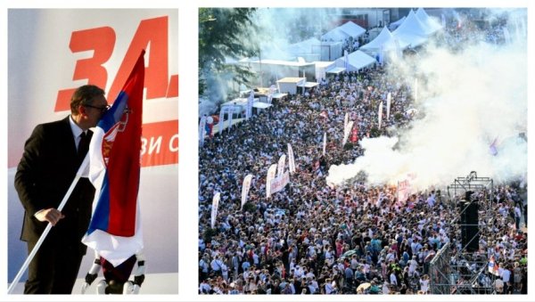 УЈЕДИЊЕНА СРБИЈА Вучић послао снажне поруке народу на великом скупу у Београду: До коначне победе (ВИДЕО)