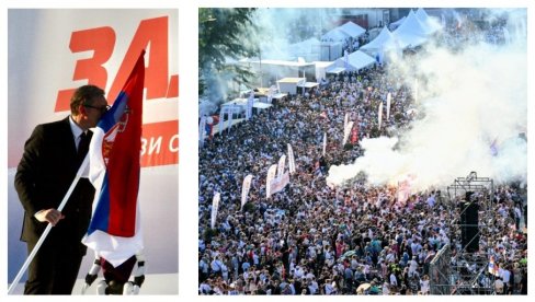 UJEDINJENA SRBIJA Vučić poslao snažne poruke narodu na velikom skupu u Beogradu: Do konačne pobede (VIDEO)