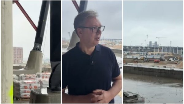 ВУЧИЋ НА ЕКСПО ГРАДИЛИШТУ: Само да видите како величанствено изгледа стадион - хвала вам, људи, чуда чините!