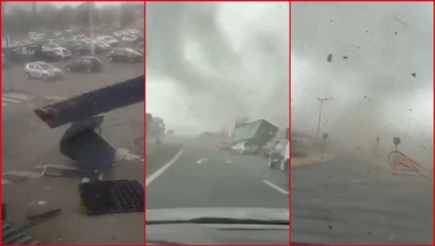 TORNADO NOSIO SVE PRED SOBOM: Posle ektremnih vrućina, snažno nevreme se sručilo na Francusku, vetar prevrtao čak i kamione (VIDEO)