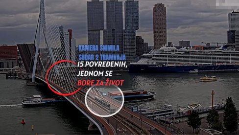 (УЗНЕМИРУЈУЋ СНИМАК) Судар 2 трамваја нас мосту - минимум 15 повређених, један критично! Један јурио, други стајао - Ротердам то не памти